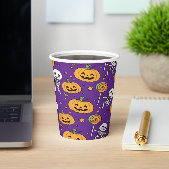 Cute Skeleton Fun For Halloween Paper Cups (Insitu)