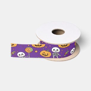 Cute Skeleton Fun For Halloween Satin Ribbon
