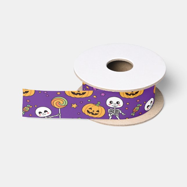 Cute Skeleton Fun For Halloween Satin Ribbon (Spool)