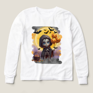 Cute Skeleton Girl with Balloons and Sweets
