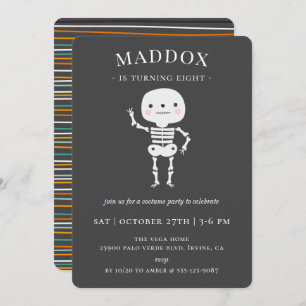 Cute Skeleton Halloween Birthday Party Invitation