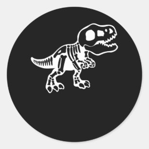 Cute Skeleton Halloween dinosaur Classic Round Sticker