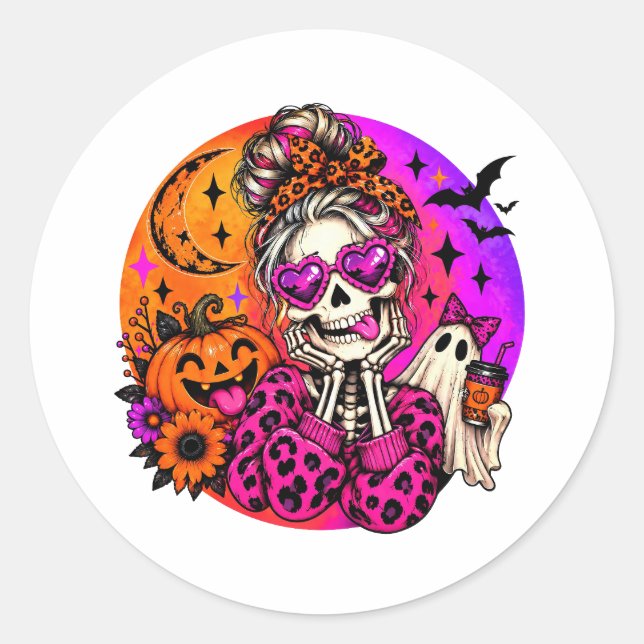 Cute Skeleton Halloween Sticker (Front)