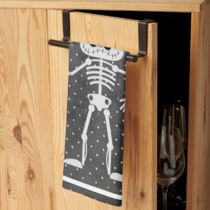 Cute Skeleton Halloween Tea Towel