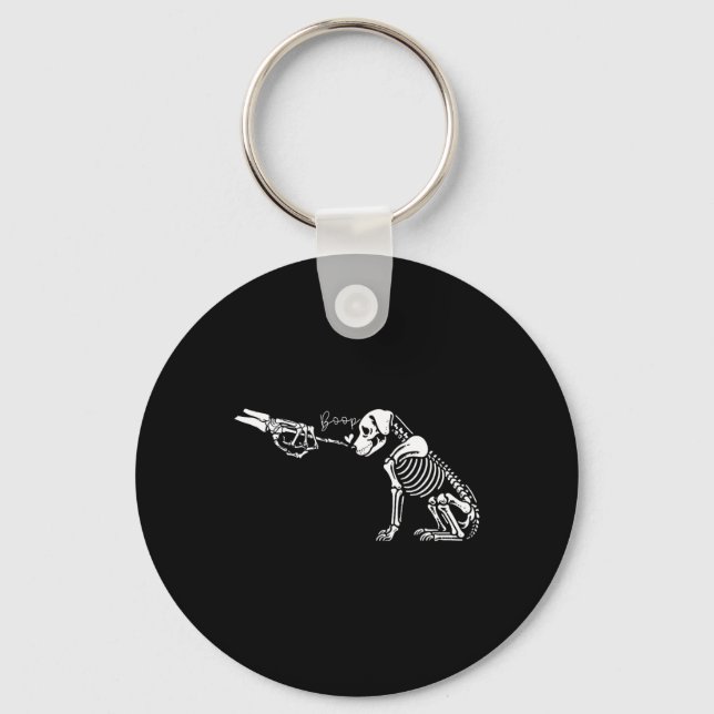 Cute Skeleton Hand Boop Dog Funny Halloween 1  Key Ring (Front)