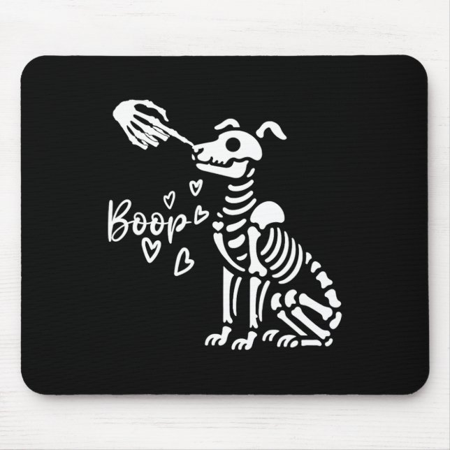 Cute Skeleton Hand Boop Dog Funny Halloween  Mouse Pad (Front)