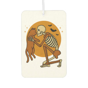 Cute Skeleton Hugging Cat Gothic Halloween Design Car Air Freshener