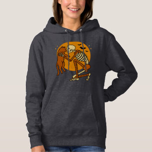 Cute Skeleton Hugging Cat Gothic Halloween Design Hoodie