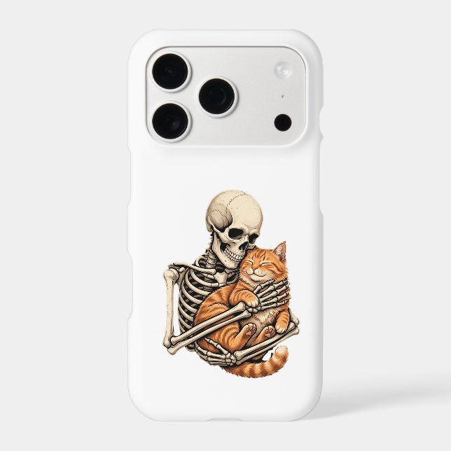 Cute Skeleton Hugging Orange Cat Phone Case - Whol (Back)