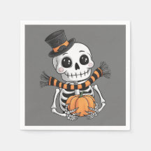 Cute Skeleton Illustration Paper Napkin