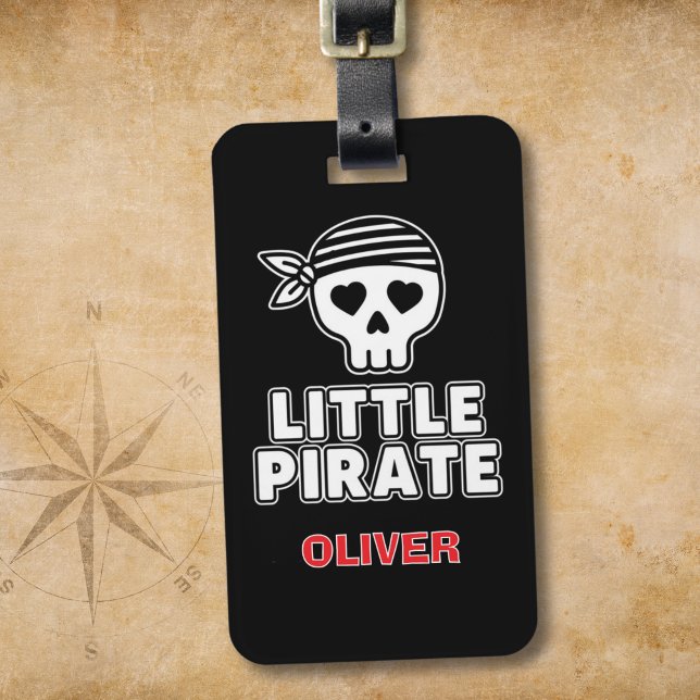 Cute Skeleton Little Pirate Personalised Luggage Tag (Creator Uploaded)
