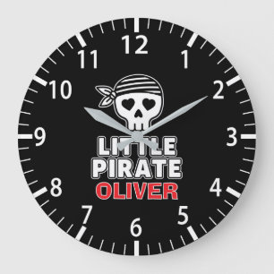 Cute Skeleton Little Pirate Personalized Large Clock