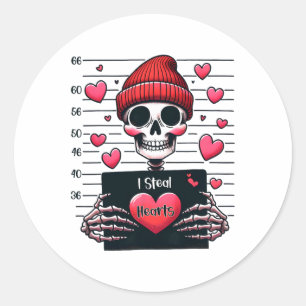 Cute Skeleton Mugshot I Steal Hearts Skeleton Vale Classic Round Sticker