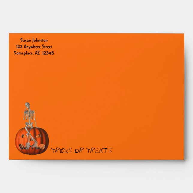 Cute Skeleton Pumpkin Halloween Envelopes (Front)