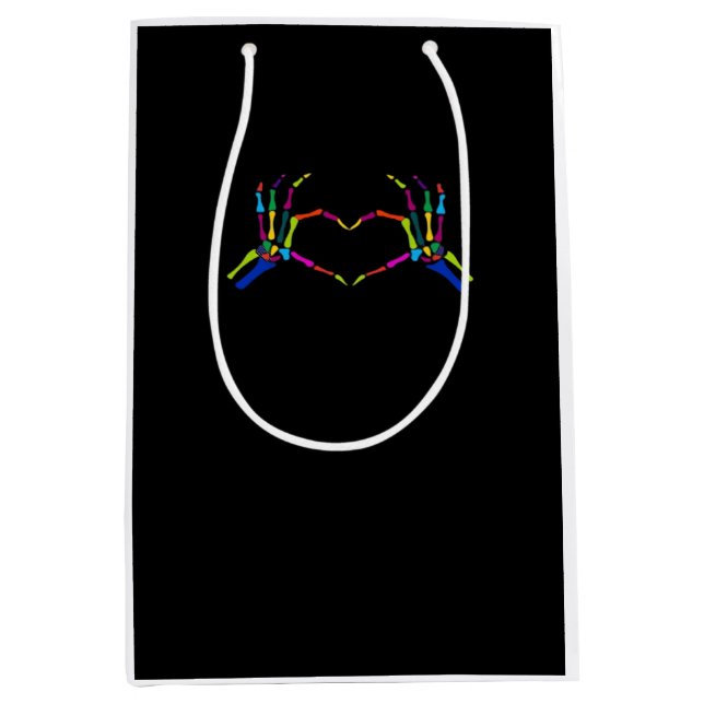 Cute Skeleton Sign Colourful Halloween Classic Medium Gift Bag (Front)