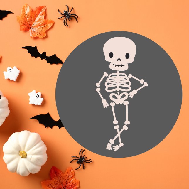 Cute Skeleton Simple Modern Halloween Sticker (Creator Uploaded)