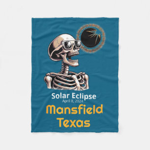 Cute Skeleton Solar Eclipse Mansfield Texas Fleece Blanket