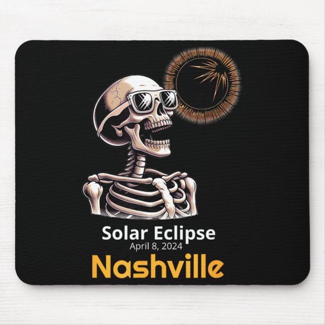 Cute Skeleton Solar Eclipse Nashville Indiana Mouse Pad (Front)