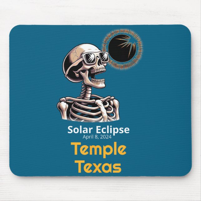 Cute Skeleton Solar Eclipse Temple Texas Mouse Pad (Front)