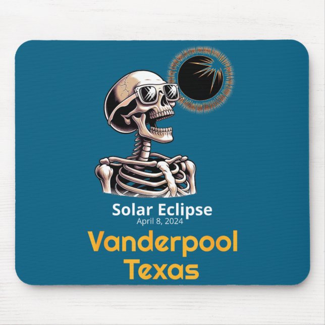 Cute Skeleton Solar Eclipse Vanderpool Texas Mouse Pad (Front)