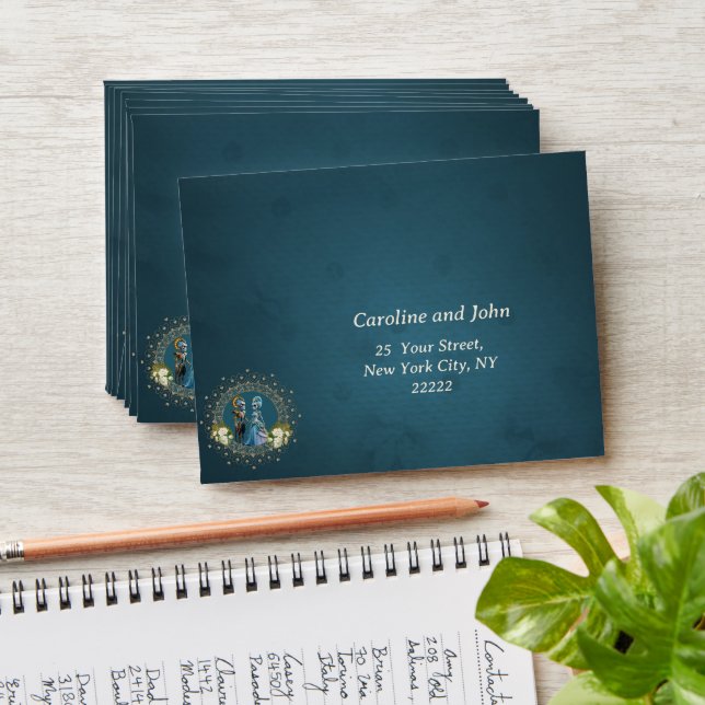 Cute Skeleton Wedding Couple Gothic Style Envelope (Stacked)