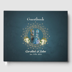Cute Skeleton Wedding Couple Gothic Style Guest Book