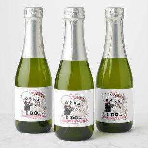 Cute Skeleton Wedding I Do Forever And Ever Sparkling Wine Label
