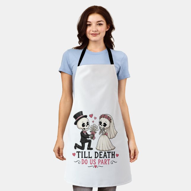 Cute Skeleton Wedding Proposal Apron (Worn)
