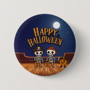 cute, skeletons and pumpkin Halloween 6 Cm Round Badge