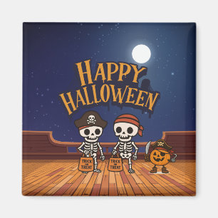 cute, skeletons and pumpkin Halloween Magnet
