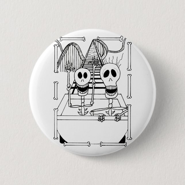 Cute Skeletons on Roller Coaster Ride  6 Cm Round Badge (Front)