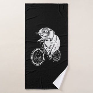 Cute Sketch Guinea Pig Bicycle | Cute Pet Lover Bath Towel