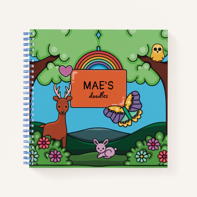 Cute Sketchbook Doodles Personalised Notebook (Front)