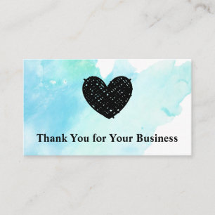 Cute Sketched Heart   Watercolor   Ty Card
