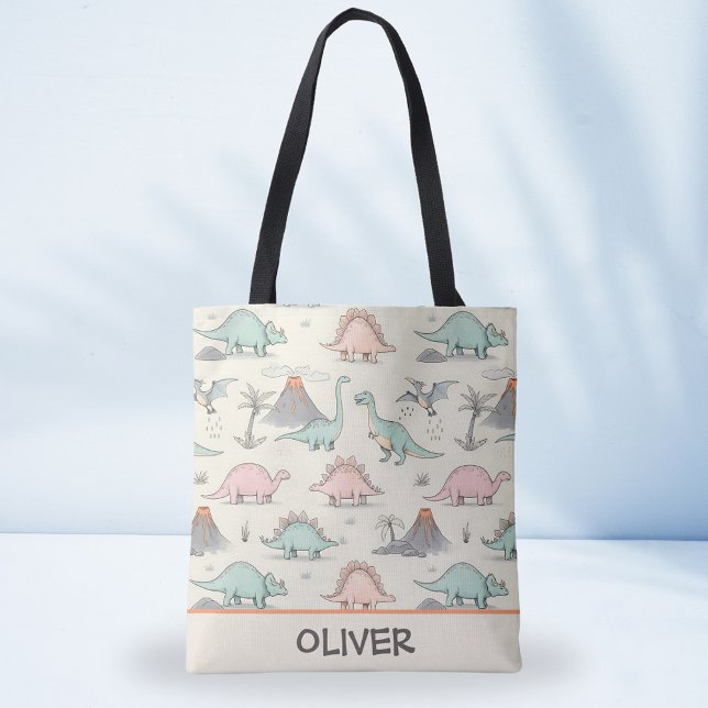 Cute Sketchy Dinosaurs at Jurassic Land Tote Bag (Creator Uploaded)