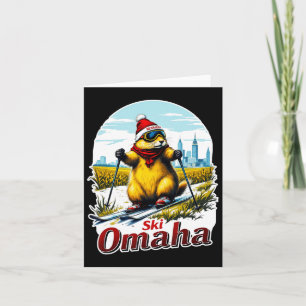 Cute Ski Adventure In Omaha Groundhog Prairie Dog  Card
