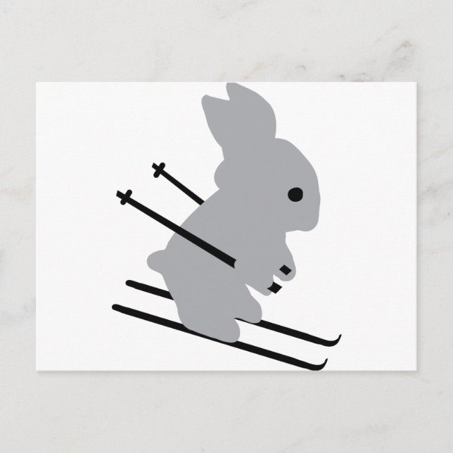cute ski bunny  snow skiing postcard (Front)