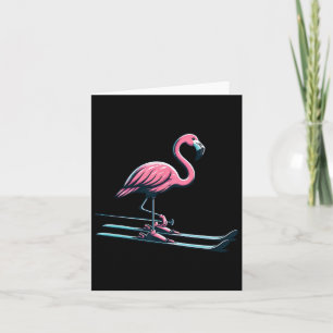 Cute Skiing Flamingo Design Winter Sports Card