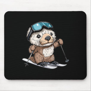 Cute Skiing Sea Otter Mouse Pad