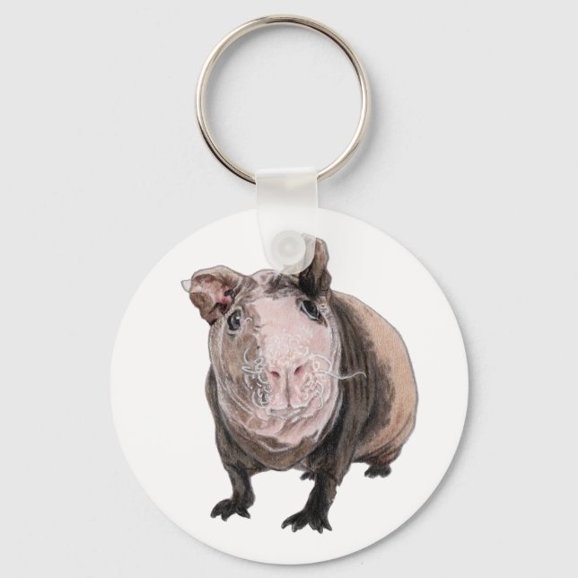 Cute skinny guinea pig key ring (Front)