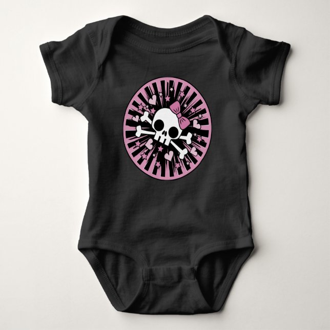 Cute Skull and Crossbones Baby Bodysuit (Front)