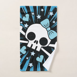 Cute Skull and Crossbones - Blue Bath Towel Set