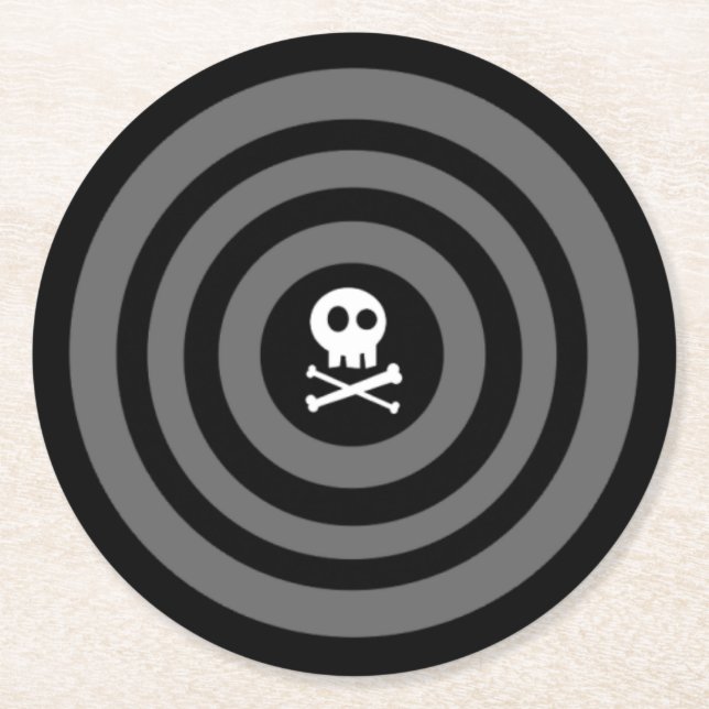 Cute Skull and Crossbones Round Paper Coaster (Front)