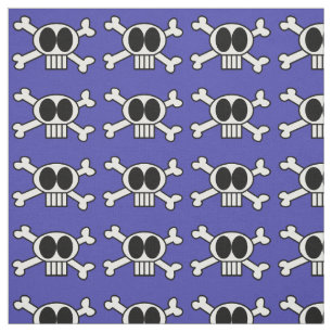 Cute Skull and Crossbones with Big Black Eyes Fabric