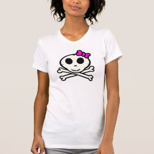 Cute Skull and Crossbones With Pink Bow T-Shirt