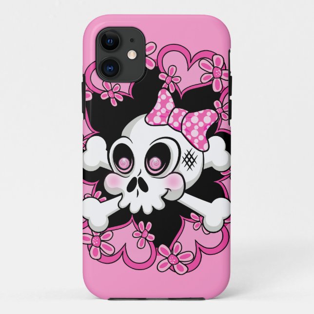 Cute Skull and Hearts Case-Mate iPhone Case (Back)
