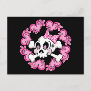 Cute Skull and Hearts Postcard