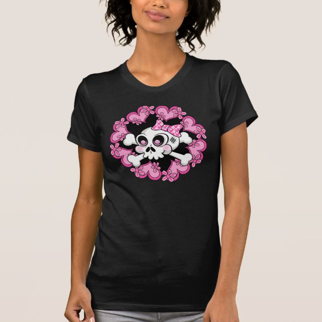 Cute Skull and Hearts T-Shirt (Front)