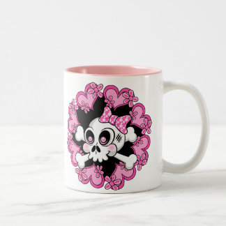 Cute Skull and Hearts Two-Tone Coffee Mug