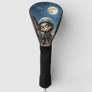 Cute Skull Biker Moonlit Ride Through the Desert Golf Head Cover
